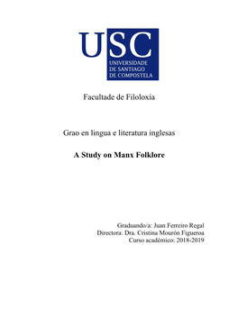 Facultade De Filoloxía Grao En Lingua E Literatura Inglesas a Study On