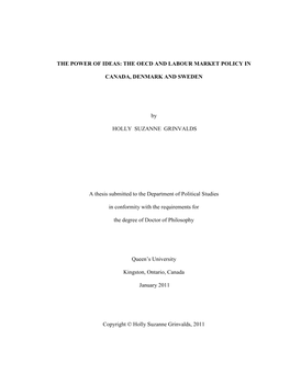 The Oecd and Labour Market Policy in Canada, Denmark