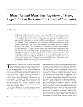 Participation of Young Legislators in the Canadian House of Commons