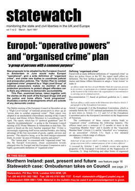 And “Organised Crime” Plan “A Group of Persons with a Common Purpose”