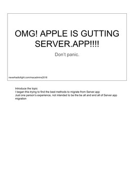 OMG! APPLE IS GUTTING SERVER.APP!!!! Don’T Panic