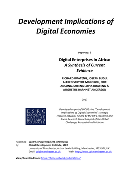 Digital Enterprises in Africa: a Synthesis of Current Evidence