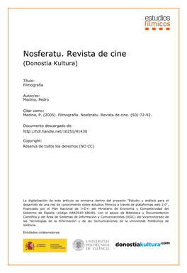 Nosferatu. Revista De Cine (Donostia Kultura)