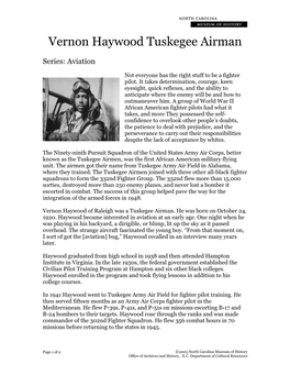 Vernon Haywood Tuskegee Airman
