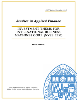 Investment Thesis for International Business Machines Corp. (Nyse: Ibm)