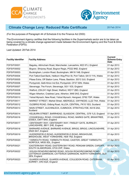 Climate Change Levy: Reduced Rate Certificate 28 Feb 2014