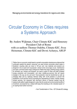 Circular Economy in Cities Requires a Systems Approach