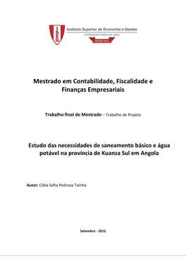 Mestrado Em Contabilidade, Fiscalidade E Finanças Empresariais