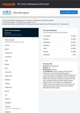 59-2 Buss Sõiduplaan & Liini Marsruudi Kaart