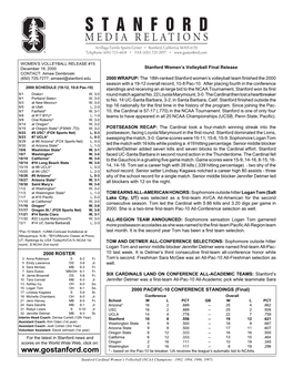 2000 Stanford Cardinal Women's Volleyball Roster