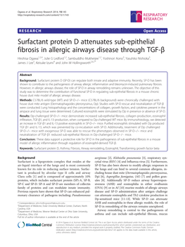 Surfactant Protein D Attenuates Sub-Epithelial Fibrosis in Allergic