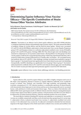 Determining Equine Influenza Virus Vaccine Efficacy—The Specific