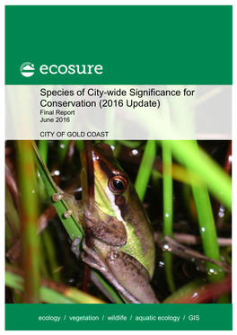 Species of City-Wide Significance for Conservation (2016 Update)