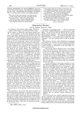 NATURE [MARCH 7, 1925 Extreme Specialisation for Insect-Pollination, and One in This Plain Dress for Common Household Use