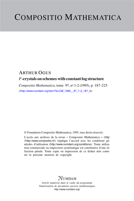 F-Crystals on Schemes with Constant Log Structure Compositio Mathematica, Tome 97, No 1-2 (1995), P