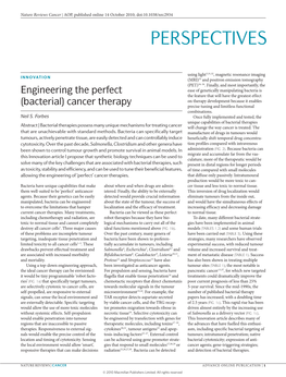 (Bacterial) Cancer Therapy on Therapy Development Because It Enables Precise Tuning and Limitless Functional Combinations
