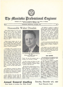 ~Be ;!Ilanitoba ~Rofe~Sional ~Nginett Published by the Association of Professional Engineers of the Province of Manitoba 418-265 Portage Ave., Winnipeg 2, Man