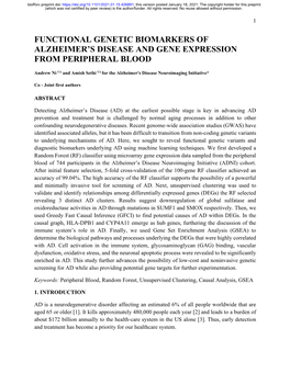 Functional Genetic Biomarkers of Alzheimer's Disease and Gene