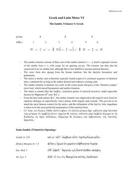 Greek and Latin Metre VI