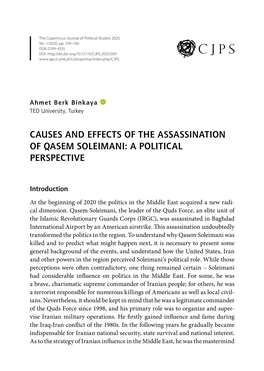 Causes and Effects of the Assassination of Qasem Soleimani: a Political Perspective