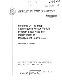 B-167325 Problems of the Deep Submergence Rescue Vehicle