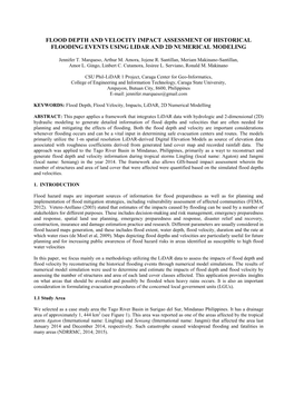 Flood Depth and Velocity Impact Assessment of Historical Flooding Events Using Lidar and 2D Numerical Modeling