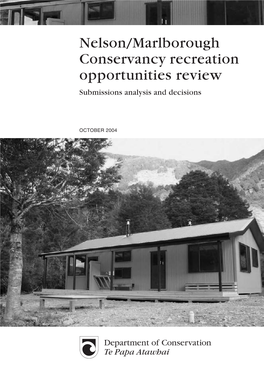 Nelson/Marlborough Conservancy Recreation Opportunities Review Submissions Analysis and Decisions