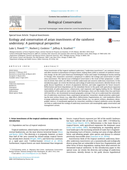 Ecology and Conservation of Avian Insectivores of the Rainforest Understory: a Pantropical Perspective ⇑ Luke L