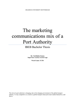 The Marketing Communications Mix of a Port Authority IBEB Bachelor Thesis