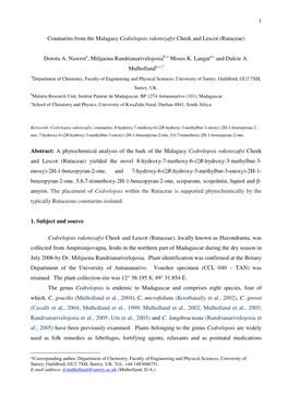 1 Coumarins from the Malagasy Cedrelopsis Rakotozafyi Cheek and Lescot