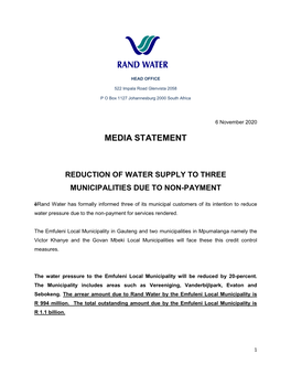 Water Reduction Statement