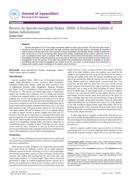 Review on Sperata Seenghala (Sykes, 1839), a Freshwater Catfish