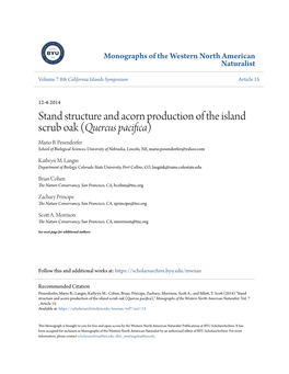 Stand Structure and Acorn Production of the Island Scrub Oak (Quercus Pacifica) Mario B