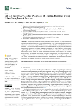 Lab-On-Paper Devices for Diagnosis of Human Diseases Using Urine Samples—A Review