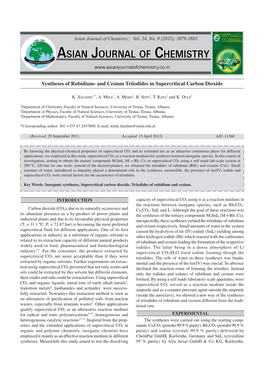 Syntheses of Rubidium- and Cesium Triiodides in Supercritical Carbon Dioxide