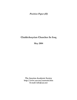 The Assyrian Academic Society E-Mail: Info@Aas.Net