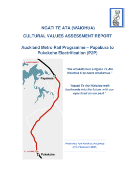 Ngati Te Ata (Waiohua) Cultural Values Assessment Report