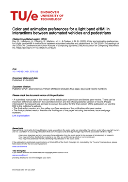 Color and Animation Preferences for a Light Band Ehmi in Interactions Between Automated Vehicles and Pedestrians