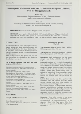 A New Species of Galeodea Link, 1807 (Mollusca: Gastropoda: Cassidae) from the Philippine Islands