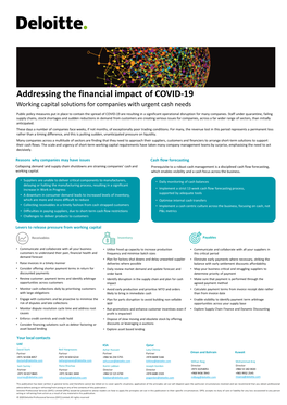 Addressing the Financial Impact of COVID-19 Working Capital Solutions for Companies with Urgent Cash Needs