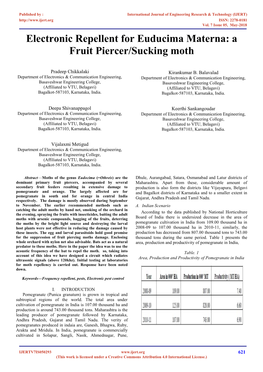 Electronic Repellent for Euducima Materna: a Fruit Piercer/Sucking Moth