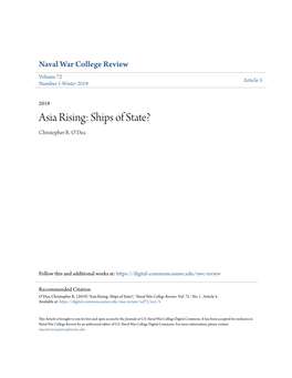 Asia Rising: Ships of State? Christopher R