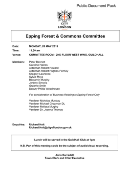 (Public Pack)Agenda Document for Epping Forest & Commons