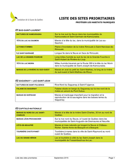 Liste Des Sites Prioritaires Vf Rev