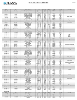 Cruise Ship Schedule Saint Lucia 1/14/2020