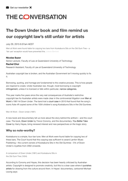 The Down Under Book and Film Remind Us Our Copyright Law's Still