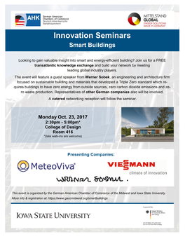 Energy Efficiency Innovation Seminars on Smart Buildings