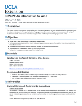 352489: an Introduction to Wine > Syllabus | Concourse