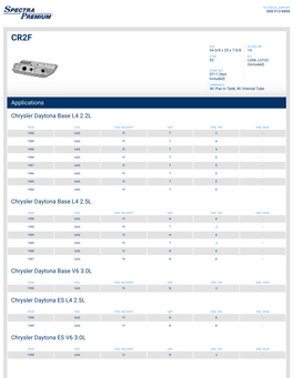 Applications Chrysler Daytona Base L4 2.2L Chrysler