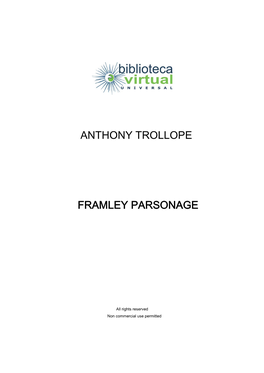 Anthony Trollope Framley Parsonage